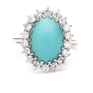 A ring with turquoise and diamonds from the 1980s