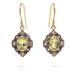 Earrings with olivines and diamonds, second half of the 20th century