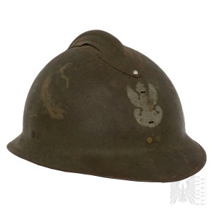 XXw/Polska/Francja: Hełm wz. 26 Jednostek Polskich, Francja 1940/ Polski Orzeł, Armia Polska we Francji