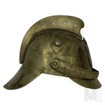 20th Century/Poland: Polish Fire Department Officer's Helmet + Period Photograph/Ostrzycki, Kalisz/Badge/Insignia