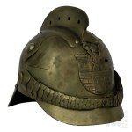 20th Century/Poland: Polish Fire Department Officer's Helmet + Period Photograph/Ostrzycki, Kalisz/Badge/Insignia