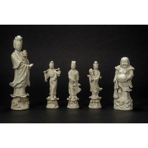 Five sculptures made of Blanc de Chine porcelain