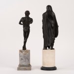 Two small bronzes depicting a satyr and a veiled male figure