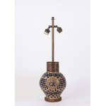 Antique majolica pitcher mounted on a lamp