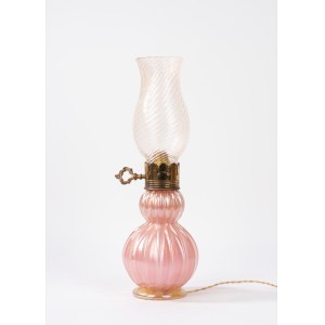 Pink and aventurine Murano glass table lamp