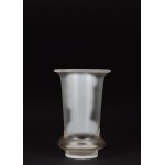 Frosted glass vase featuring a monochrome woman's face in relief, Art Deco