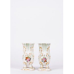 Pair of Louis-Philippe-style polychrome porcelain vases
