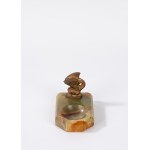 Onyx inkwell with a bronze fish