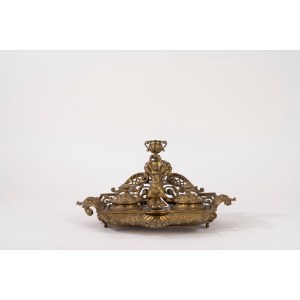 Gilded brass inkwell, 19th century
