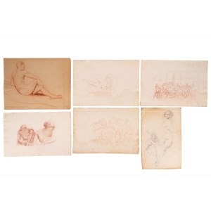 19th-century academic painter, Set of six figure studies