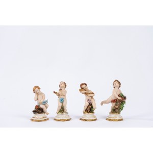 Four biscuit sculptures depicting allegories of the four seasons, made at the Capodimonte factory, 20th century