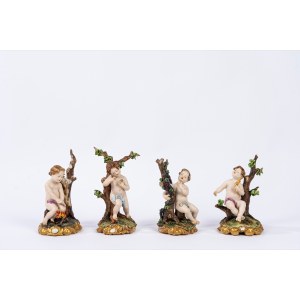 Four biscuit sculptures depicting allegories of the four seasons, Capodimonte manufacture, 20th century