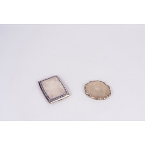 Silver-plated powder compact and cigarette case, early 20th century