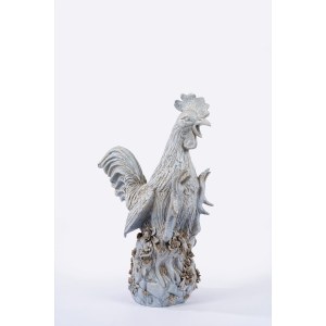 Large ceramic sculpture depicting a rooster