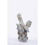 Large ceramic sculpture depicting a rooster
