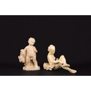 Two white ceramic sculptures