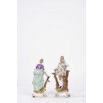 Pair of polychrome porcelain figurines, first half of the 20th century