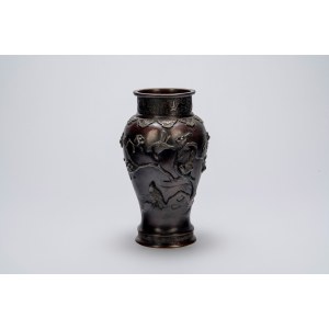 Japanese bronze vase with relief decoration, Japan, Meiji period, late 19th century
