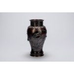 Japanese bronze vase with relief decoration, Japan, Meiji period, late 19th century