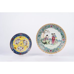 Two polychrome porcelain plates, China, 20th century
