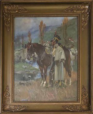 Wojciech Kossak (1856-1942), Ułani nad rzeczką, 1912 (?)