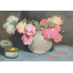 Alfons Karpiński (1875–1961), Peonies in a White Vase