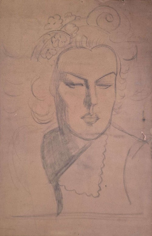 Henryk Berlewi (1894-1967), Szkic kobiety z kwiatami we włosach