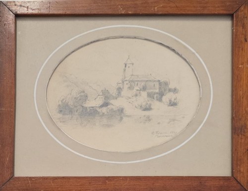 Stanisław Fabijański (1865-1947), Kościół nad wodą, Monachium, 1889