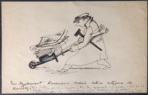 Jerzy Faczyński (1917-1994), Pan dyplomant niesie szkice wstępne de korekty, 1956