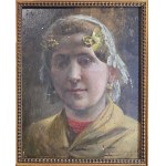 Eugène Bertrand (1858-1934), Młoda dziewczyna w tradycyjnym nakryciu głowy oorijzer, 1896