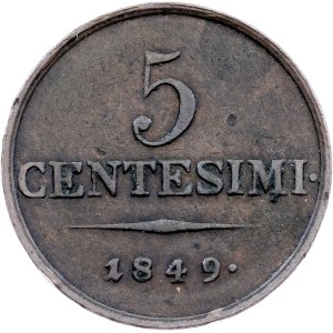 Franz Joseph I., 5 Centesimi 1849, M, Milan