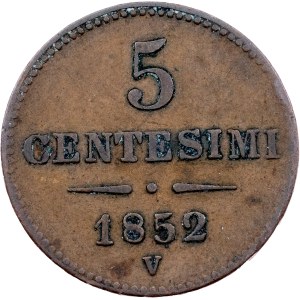 Franciszek Józef I, 5 centesimi, 1852 r., V, Wenecja