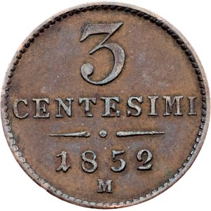 Francisk Józef I, 3 centesimi, 1852 r., M, Mediolan