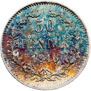 Finsko, 50 penií, 1916, S, Helsinky