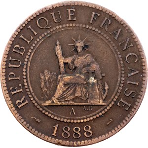 French Indochina, 1 Cent 1888, A, Paris