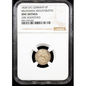 Německo, 6 pfennigů, 1828, CvC, Braunschweig