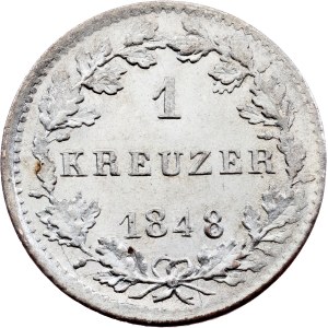 Nemecko, 1 Kreuzer z roku 1848, Darmstadt