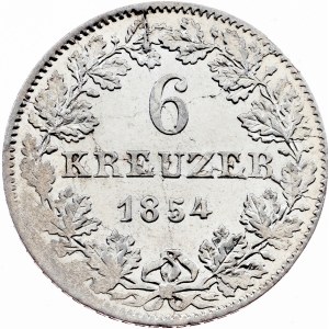 Nemecko, 6 Kreuzerov, 1854