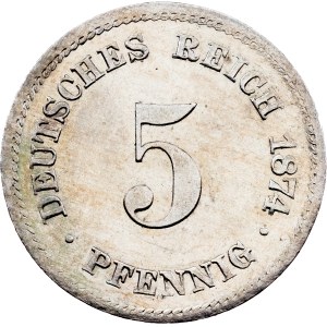 Nemecko, 5 pfennigov, 1874, E, Drážďany