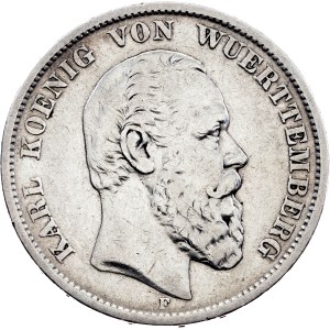 Germany, 5 Mark 1875, F, Stuttgart