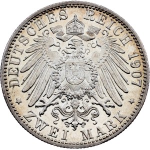 Niemcy, 2 marki, 1907 r., Karlsruhe