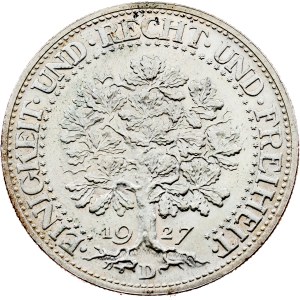 Nemecko, 5 ríšskych mariek, 1927, D, Mníchov