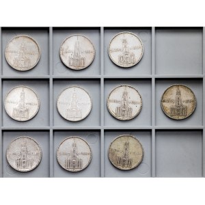 Germany, 2 Reichsmark (10x) 1934, A, E, D, J, F