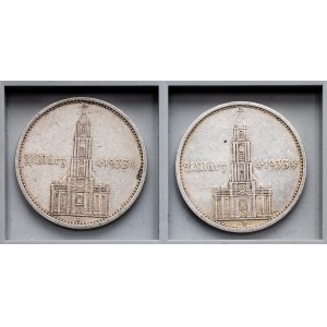 Allemagne, 5 Reichsmark (2x) 1934, A, D