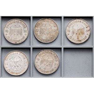 Germany, 5 Reichsmark (5x) 1935, A, D, F, E