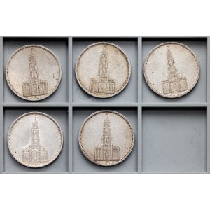 Germany, 5 Reichsmark (5x) 1935, A, D, F, E