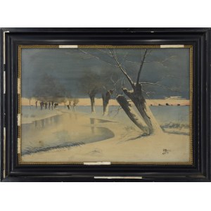 W. WASIJAN, XIX / XX w., Pejzaż zimowy z wierzbami, 1906