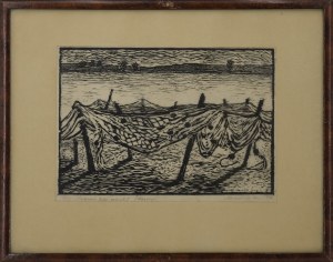 Maria SZYMAŃSKA (1928-2011), Suszenie sieci rybackich, 1956