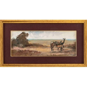Daniel Pielucha, A Mare and a Foal by a Tree
