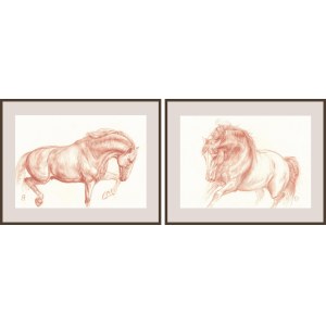 Ewa Jaworska, *Sanguine equine 17 and 18* (diptych), 2025